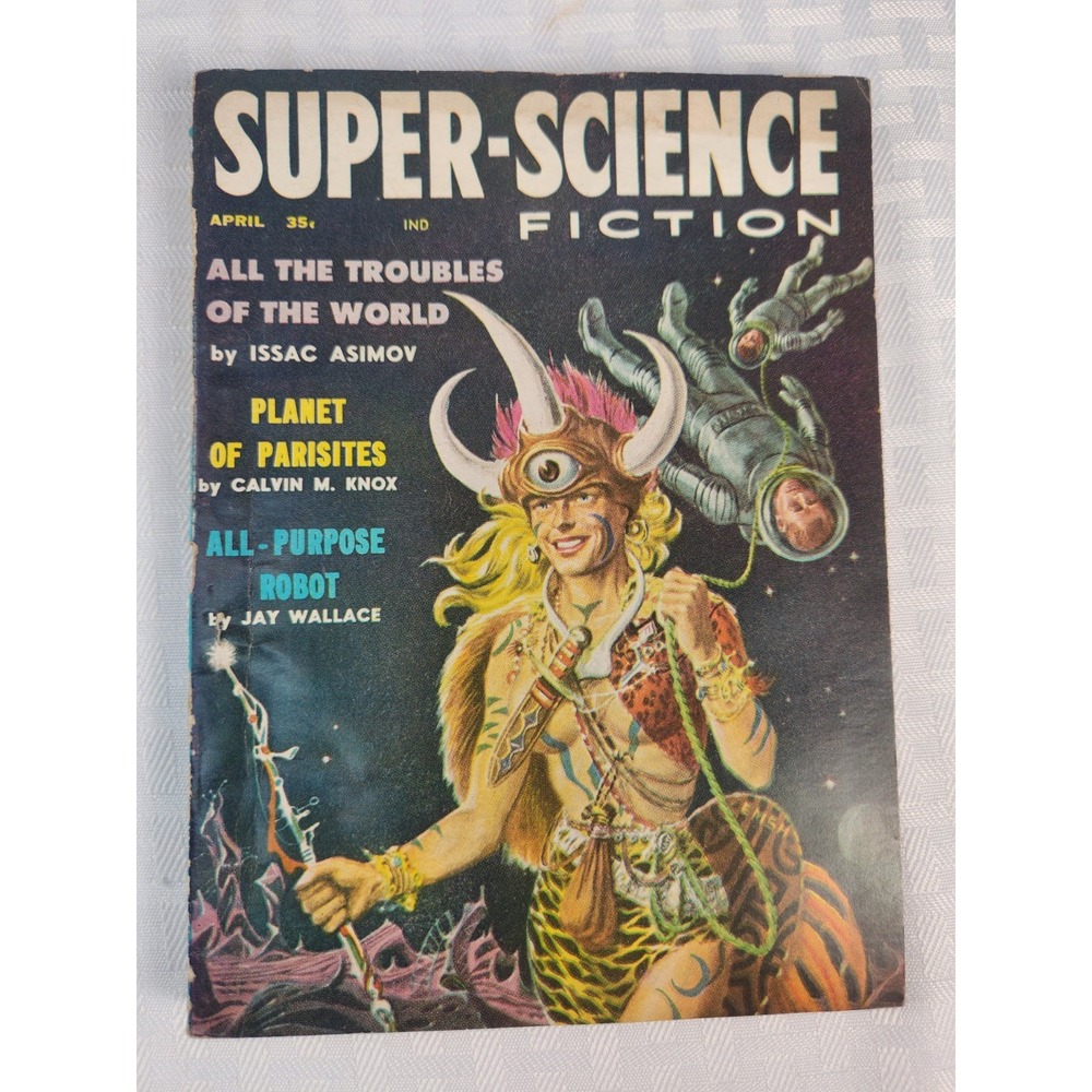 Super Science Fiction Magazine 1958 April Issac Asimov Sci-fi